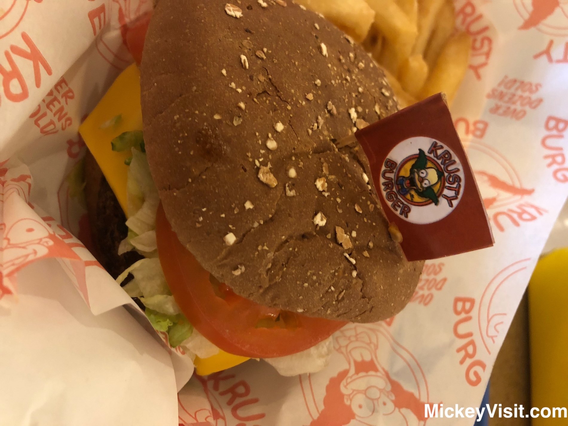 Krusty Burger served at restaurant in universal studios hollywood