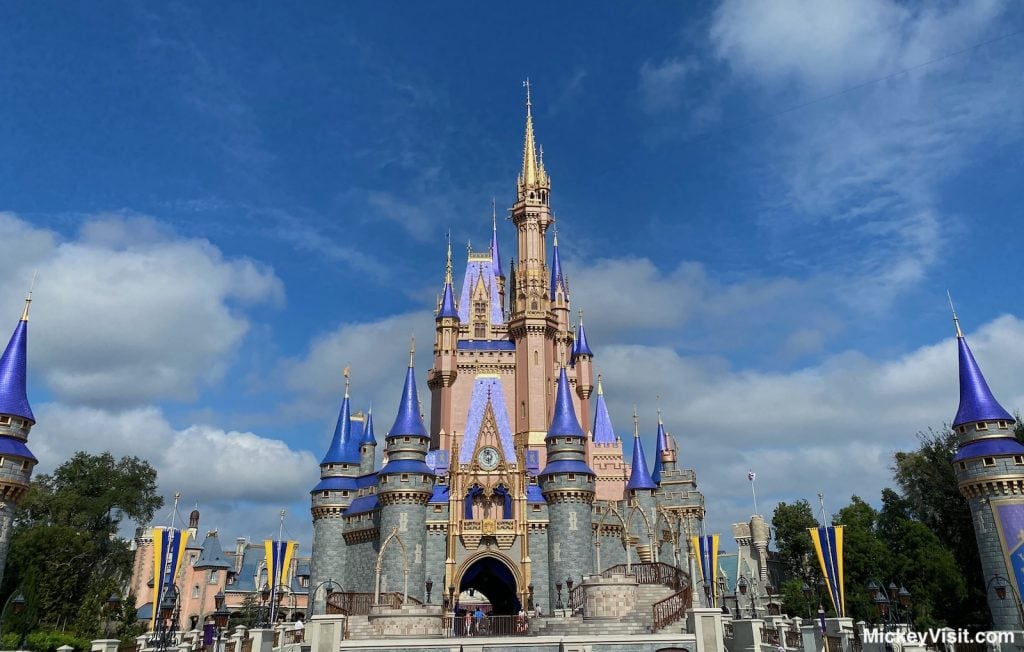 Cinderella Castle at Magic Kingdom blue skies
