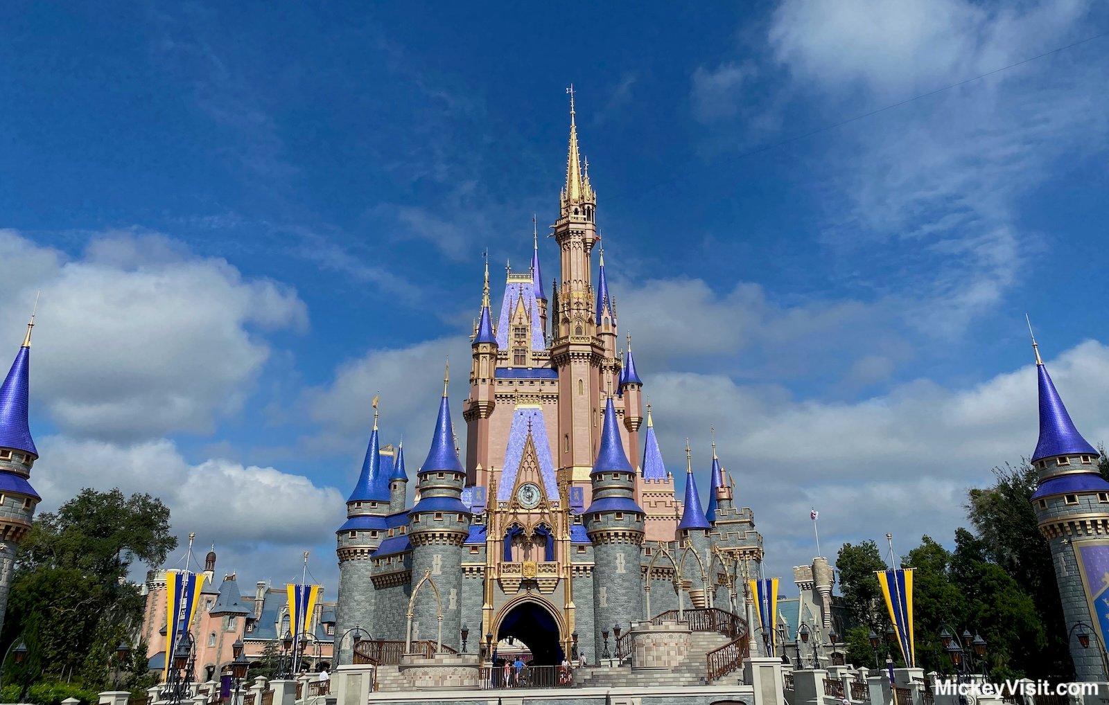 Cinderella Castle at Magic Kingdom blue skies