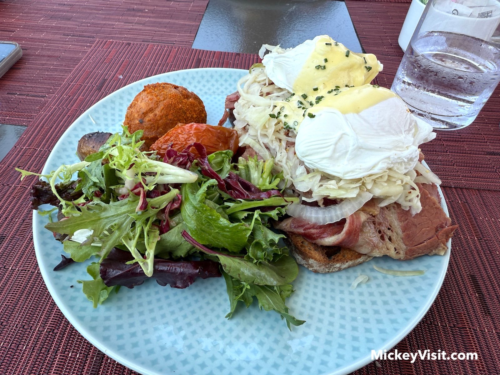 Corn Beef Benedict Rise Rooftop Lounge