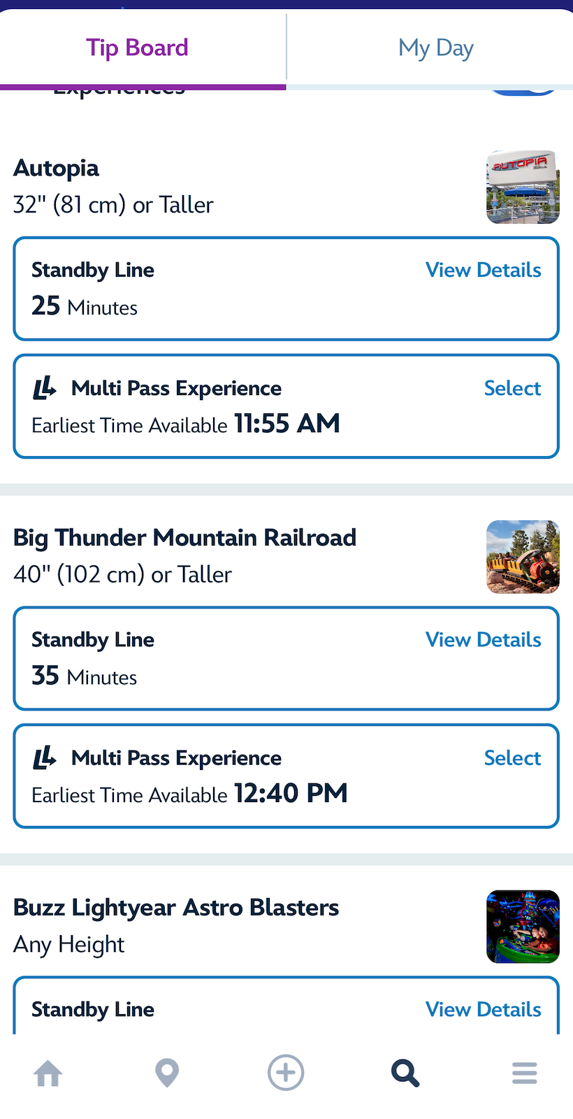 Lightning Lane Multi Pass on Disneyland app