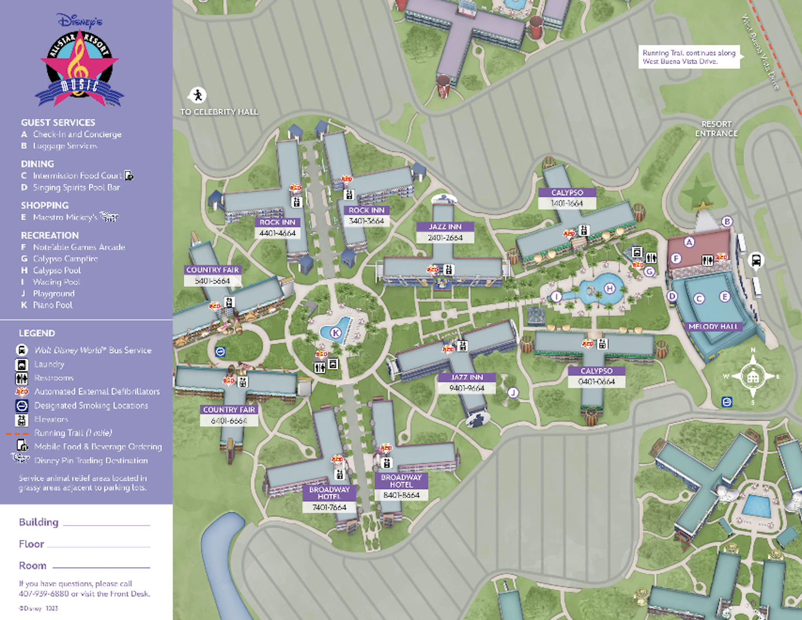 map of Disney's All-Star Music Resort