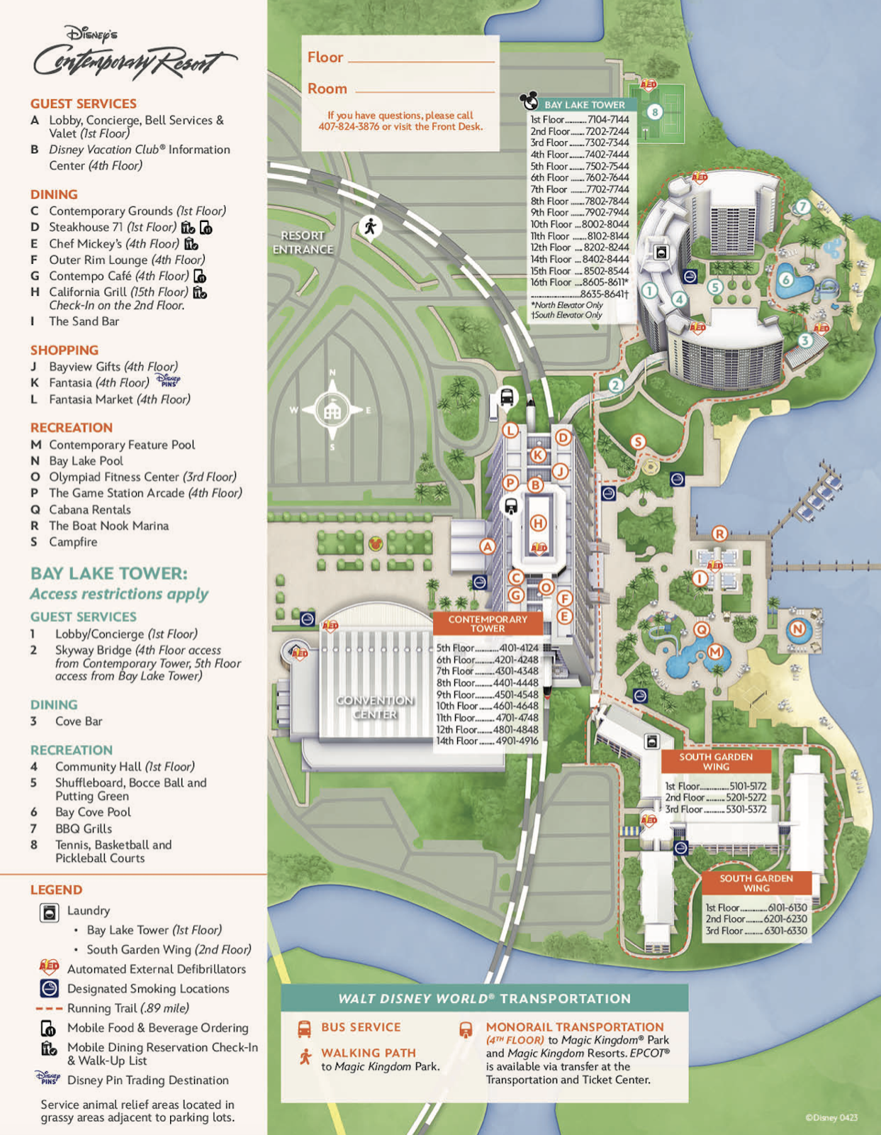 Disney's Contemporary Resort overview map